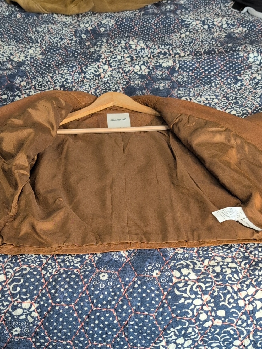 Madewell Tan lamb Leather Moto Jacket L - Picture 8 of 9